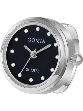 Unisex Silver Quartz Dial Roman Numeral Adjustable Open Band Finger Ring Watch